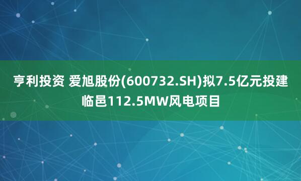 亨利投资 爱旭股份(600732.SH)拟7.5亿元投建临邑112.5MW风电项目