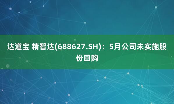达道宝 精智达(688627.SH)：5月公司未实施股份回购
