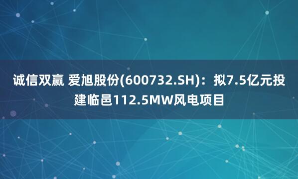 诚信双赢 爱旭股份(600732.SH)：拟7.5亿元投建临邑112.5MW风电项目