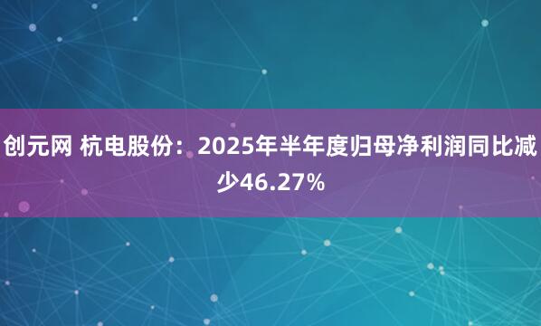 创元网 杭电股份：2025年半年度归母净利润同比减少46.27%