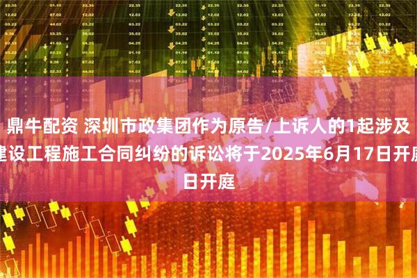 鼎牛配资 深圳市政集团作为原告/上诉人的1起涉及建设工程施工合同纠纷的诉讼将于2025年6月17日开庭