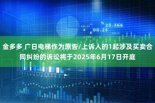 金多多 广日电梯作为原告/上诉人的1起涉及买卖合同纠纷的诉讼将于2025年6月17日开庭